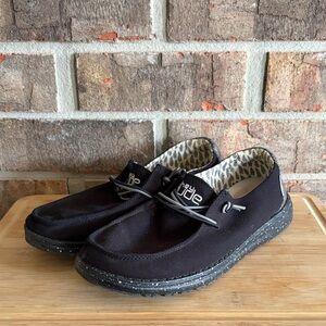 Hey Dude Black Canvas Loafers